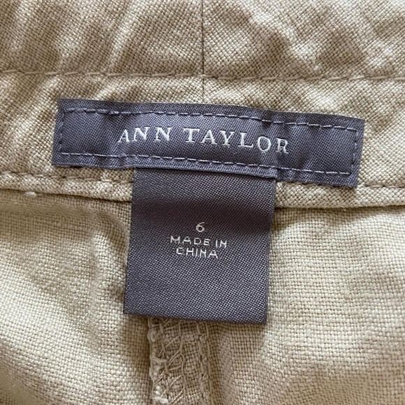 Ann Taylor Linen Culottes Tan Drawstring 4 Pockets Mid Rise Size 6 - Picture 3 of 12